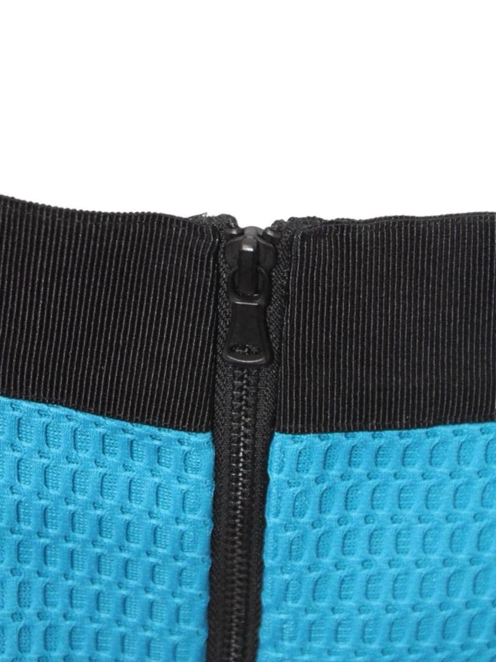 Blue Knit Mini Skirt with Black Waistband - Picture 7 of 8
